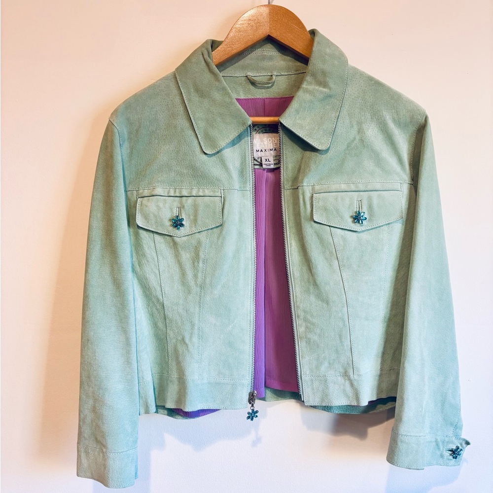Vintage Wilsons Leather Light Green Suede Jacket